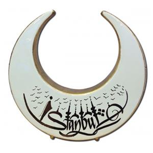 HY003 - Krem ve Antik Altın Kaplamalı Seramik Hilal